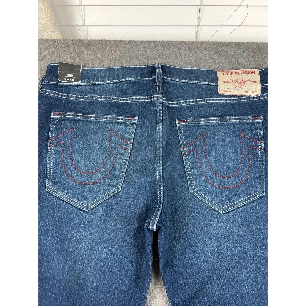 NEW True Religion Mens Blue Rocco Relaxed‎ Skinny Jeans Size 36